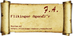 Flikinger Agenór névjegykártya